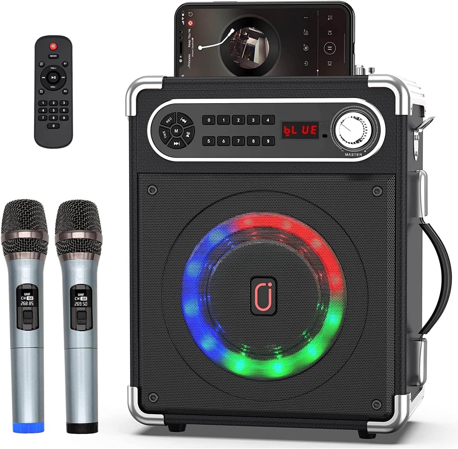 JYX Karaoke Machine with Two Wireless Microphones