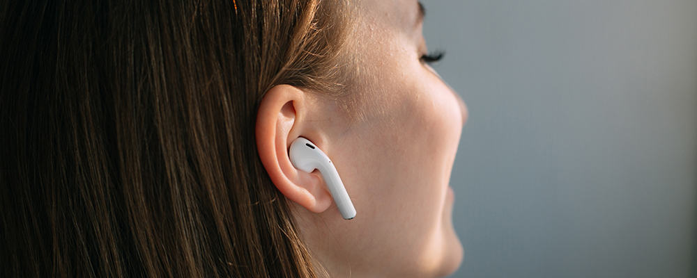 Woman with airpods