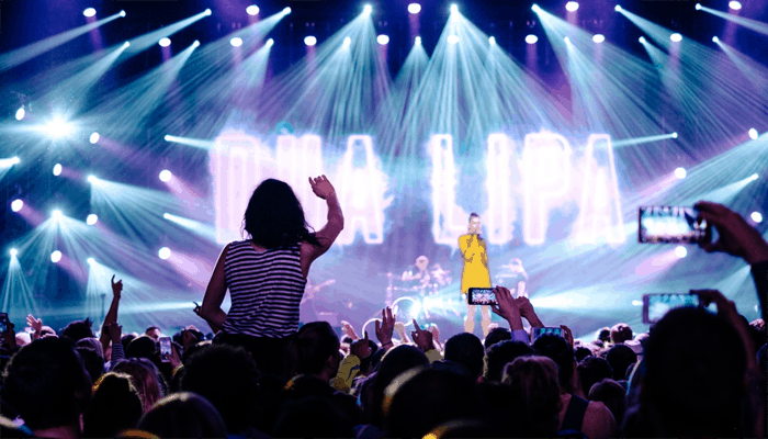 People watching concert